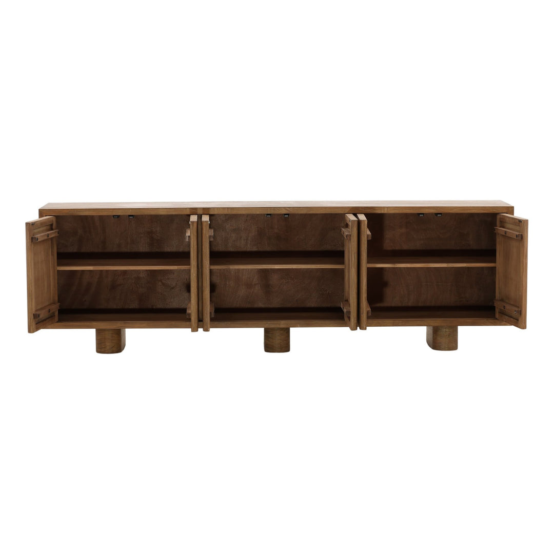 Thalia Sideboard - 6 Door Reclaimed Pine in Brown - detail 1 studio view - Sideboard by Dovetail - Whats New Furniture Portland OR