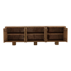Thalia Sideboard - 6 Door Reclaimed Pine in Brown - detail 1 studio view - Sideboard by Dovetail - Whats New Furniture Portland OR