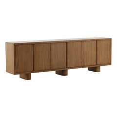Thalia Sideboard - 6 Door Reclaimed Pine in Brown - front three-quarter studio view - Sideboard by Dovetail - Whats New Furniture Portland OR