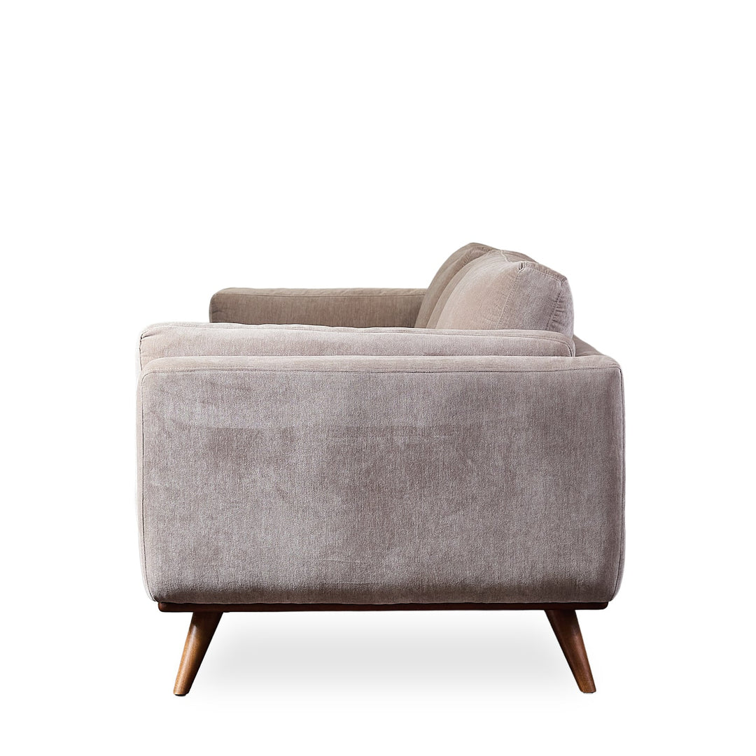 The Powell Sofa alternate angle - mid-century padded-arm sofa private label - Whats New Furniture Portland OR