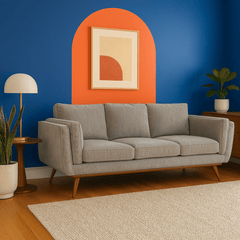 The Powell Sofa side view - mid-century padded-arm sofa private label - Whats New Furniture Portland OR