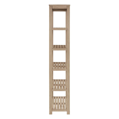 Tiburon KD Book Shelf in Drifted Sand detail view - acacia 5-shelf bookcase by NPD - Whats New Furniture Portland OR
