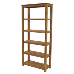 Tiburon KD Book Shelf in Drifted Sand lifestyle setting - acacia 5-shelf bookcase by NPD - Whats New Furniture Portland OR