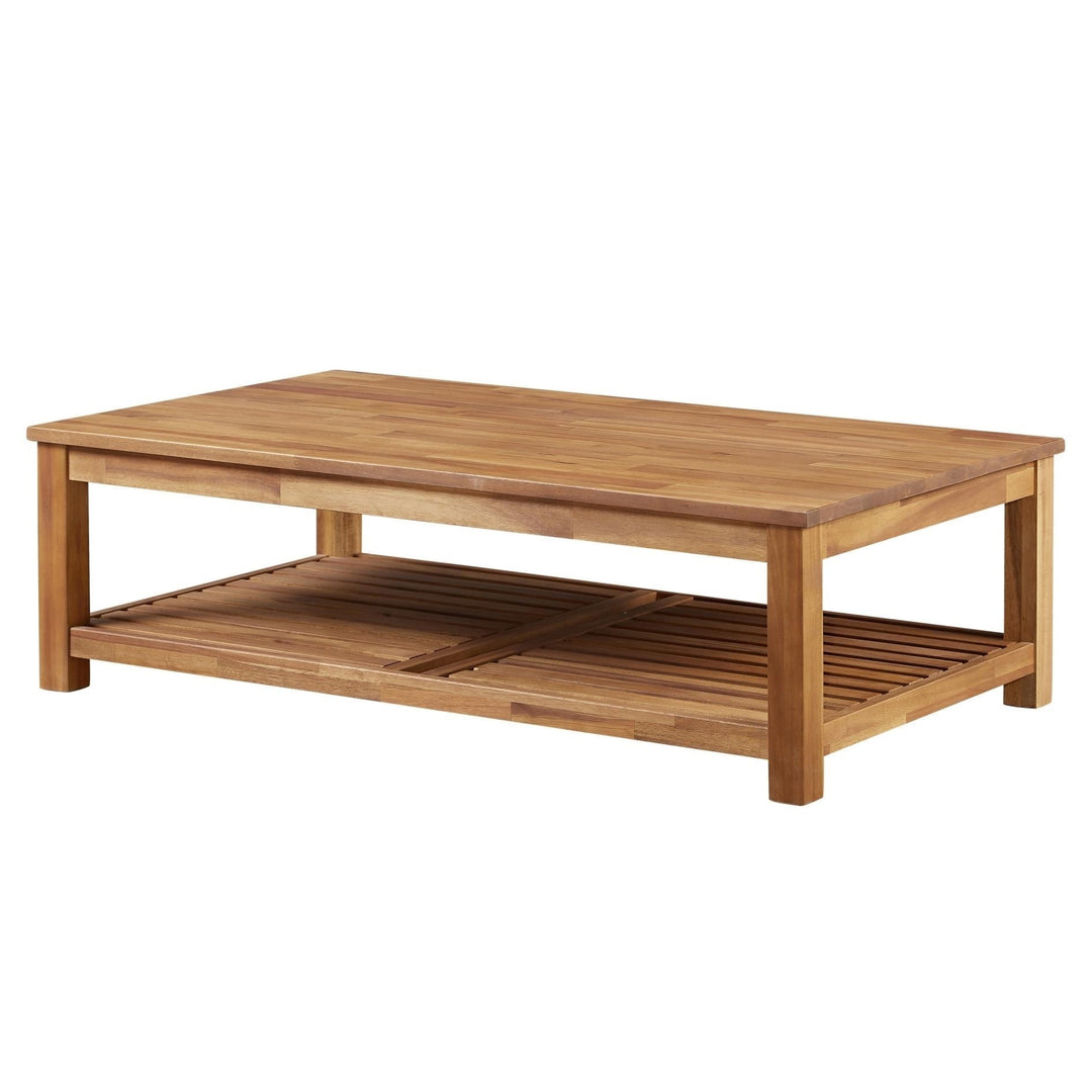 Tiburon Coffee Table in amber acacia side angle - modern coffee table by NPD - Whats New Furniture Portland OR