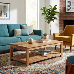 Tiburon Coffee Table in amber acacia detail view - modern coffee table by NPD - Whats New Furniture Portland OR