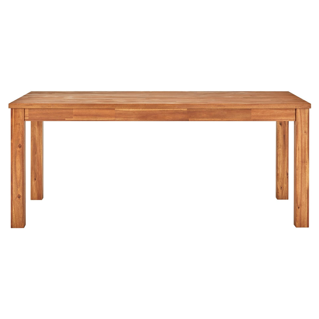 Tiburon Dining Table in Amber three-quarter angle showing wood grain - Whats New Furniture Portland OR