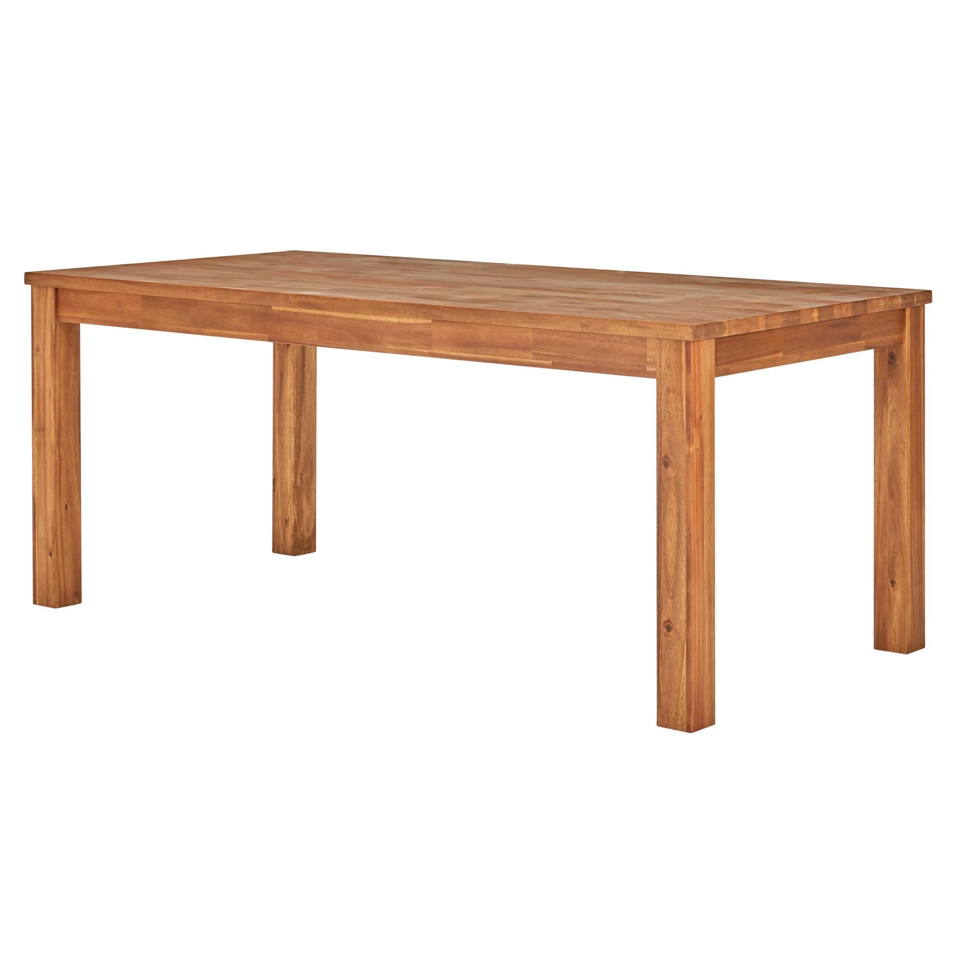 Tiburon Dining Table in Amber front angle - solid acacia wood - Whats New Furniture Portland OR