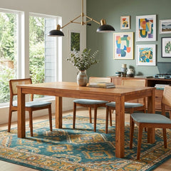 Tiburon Dining Table in Drifted Sand front angle - solid acacia wood - Whats New Furniture Portland OR