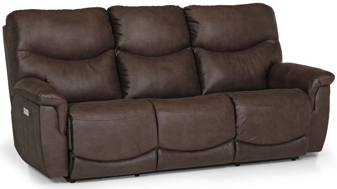 Tillamook reclining sofa front view — Oregon-made custom fabric sofa