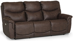 Tillamook reclining sofa front view — Oregon-made custom fabric sofa