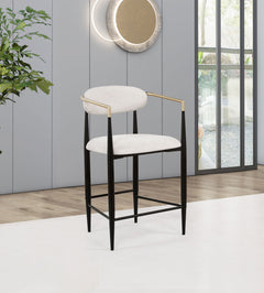 Tina Fabric Upholstered Counter Chair Beige (Set of 2) - What&
