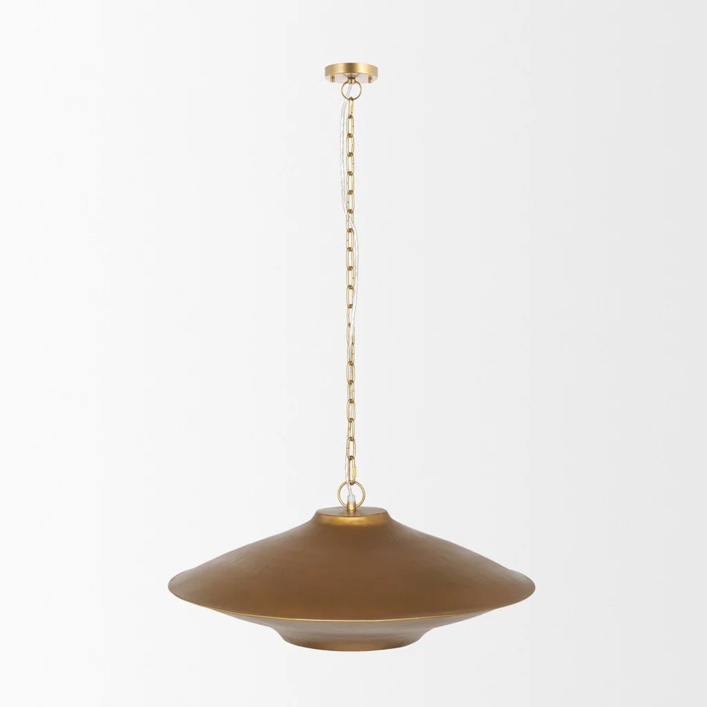Titus Disc Pendant Light in Brass - brass disc pendant light - Whats New Furniture Portland OR