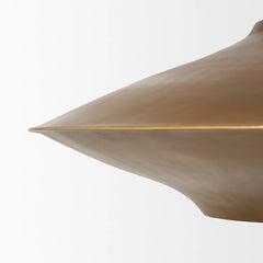 Titus Disc Pendant Light in Brass side detail - brass disc pendant light - Whats New Furniture Portland OR