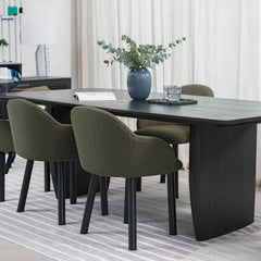 Tonic Dining Table in Black close dining detail - European oak dining table by LH Imports - Whats New Furniture Portland OR