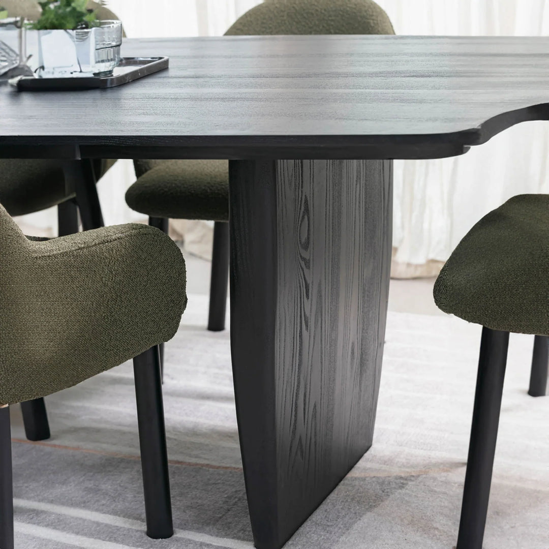Tonic Dining Table in Black table setting detail - European oak dining table by LH Imports - Whats New Furniture Portland OR