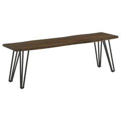 Topeka Live Edge Dining Bench in Mango Cocoa Gunmetal - live edge dining bench by Coaster - Whats New Furniture Portland OR