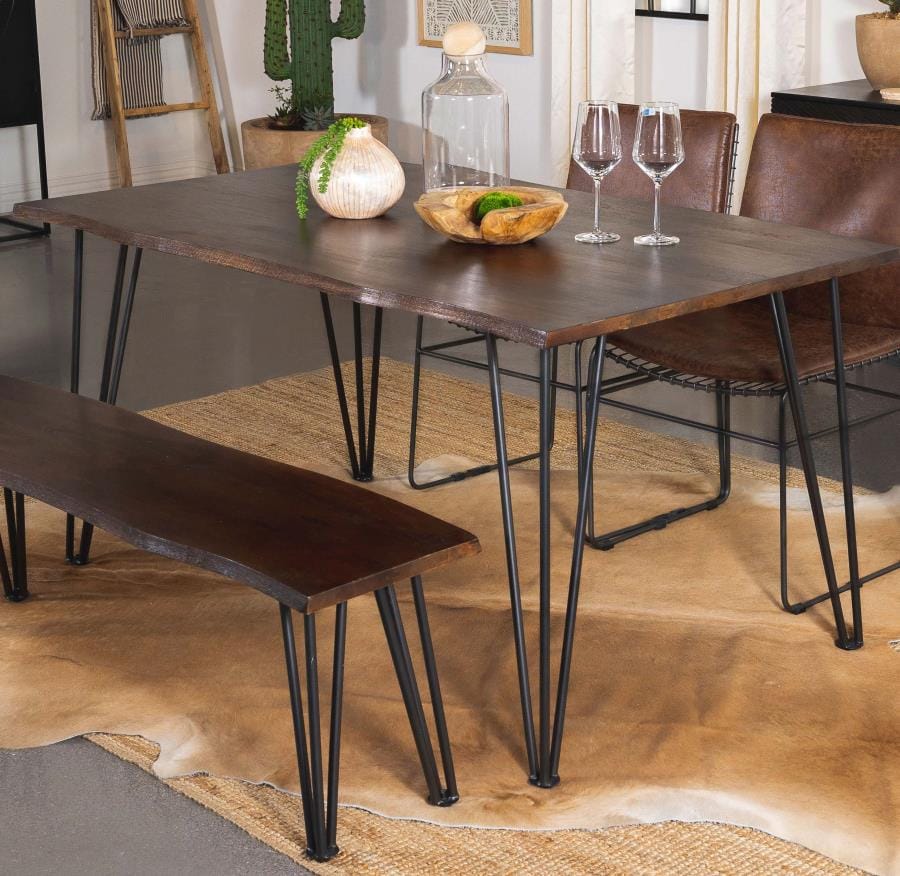 Topeka Live Edge Dining Table in Mango Cocoa dining room setting - live edge dining table by Coaster - Whats New Furniture Portland OR