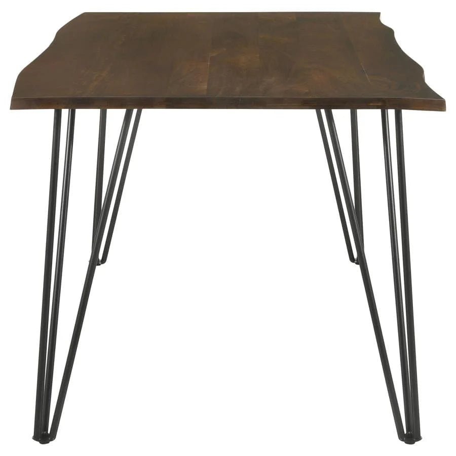 Topeka Live Edge Dining Table in Mango Cocoa side view - live edge dining table by Coaster - Whats New Furniture Portland OR