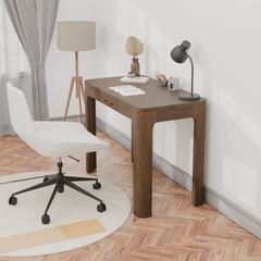 Trevin KD Small 1 Drawer Desk in Walnut room setting - Walnut small drawer desk by NPD - Whats New Furniture Portland OR