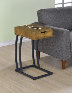 Troy 1-drawer C-Shaped Side Table Power Outlet Rustic Nutmeg - What&