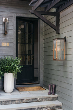 Atwater Exterior Wall Sconce, Patina Brass by Troy Lighting detail view 4 - Whats New Furniture Portland OR