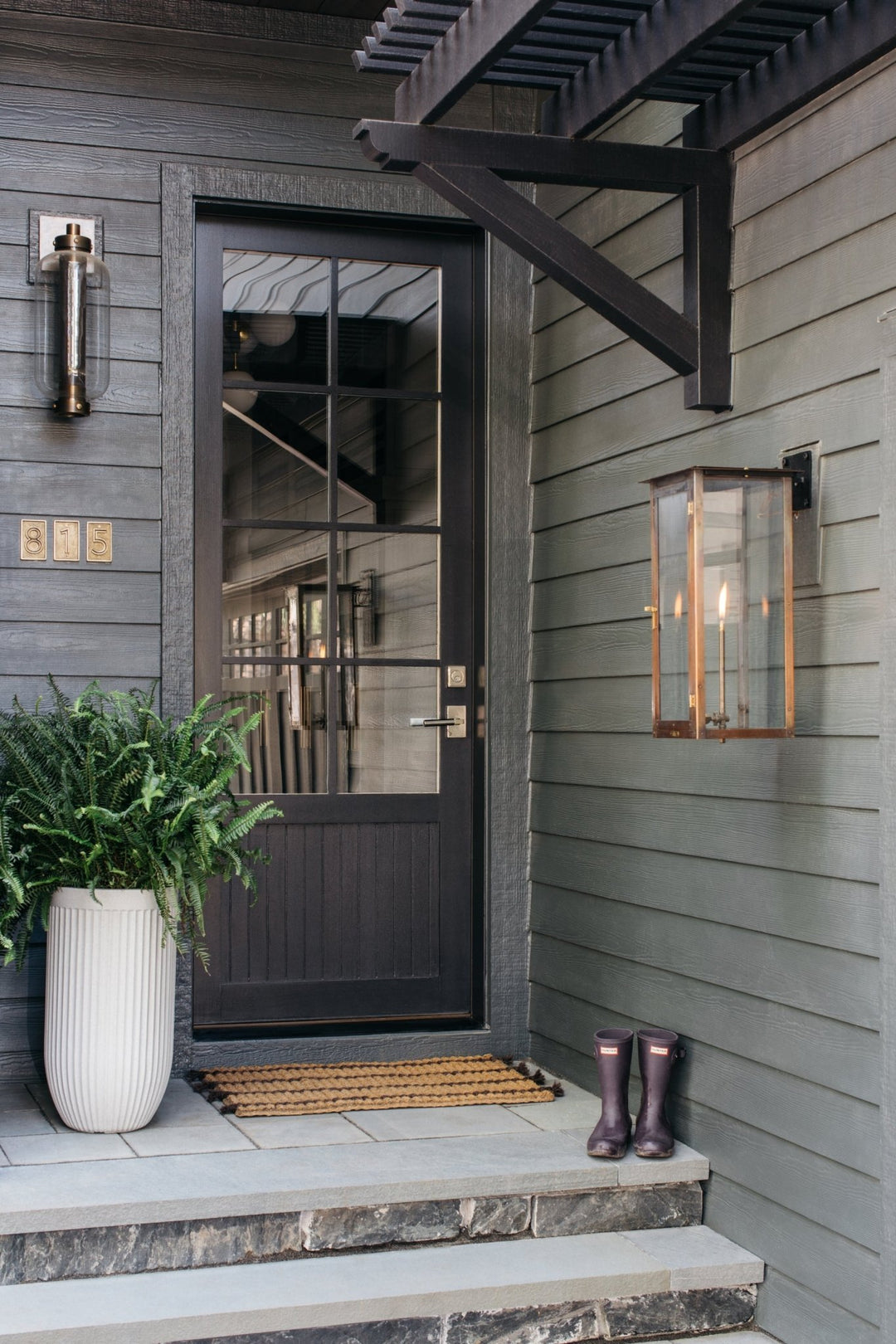 Atwater Exterior Wall Sconce, Patina Brass by Troy Lighting detail view - Whats New Furniture Portland OR