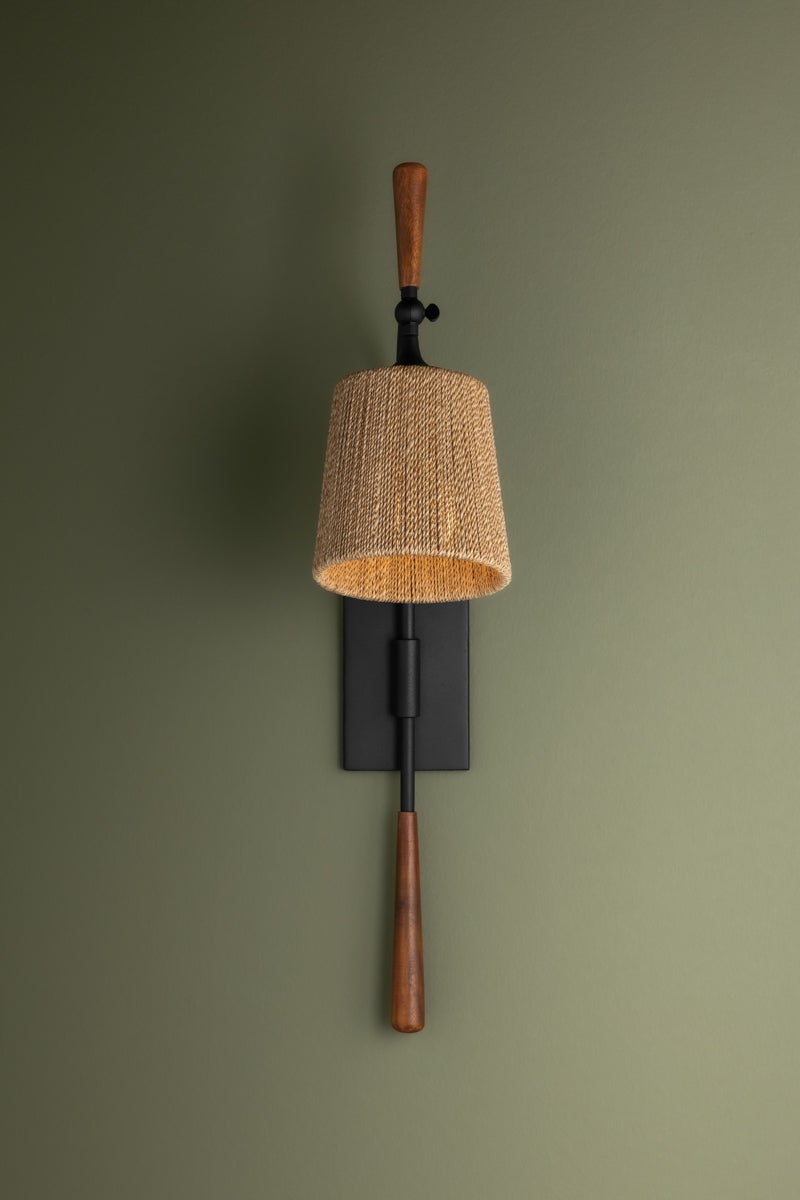 Harlyn Wall Sconce, Textured Black by Troy Lighting detail view 5 - Whats New Furniture Portland OR