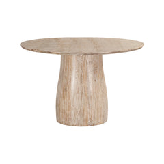 Truffle Round Dining Table in Natural White Wash side angle - round mango wood dining table by LH Imports - Whats New Furniture Portland OR