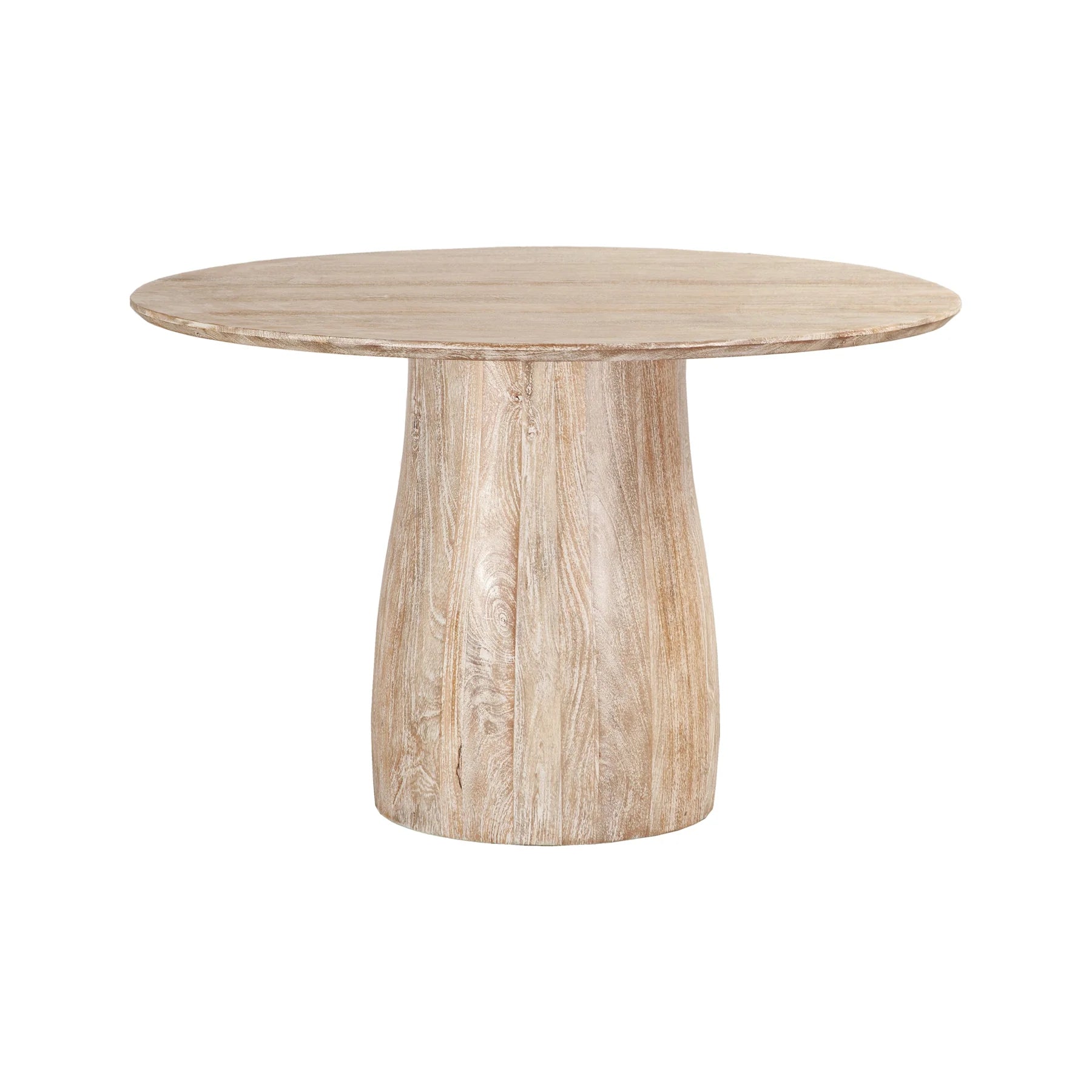 Truffle Round Dining Table in Natural White Wash - round mango wood dining table by LH - Whats New Furniture Portland OR