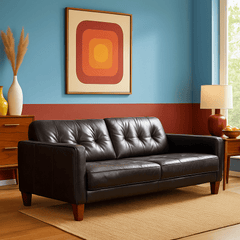 Tufted Leather Sofa detail view 4 - What&