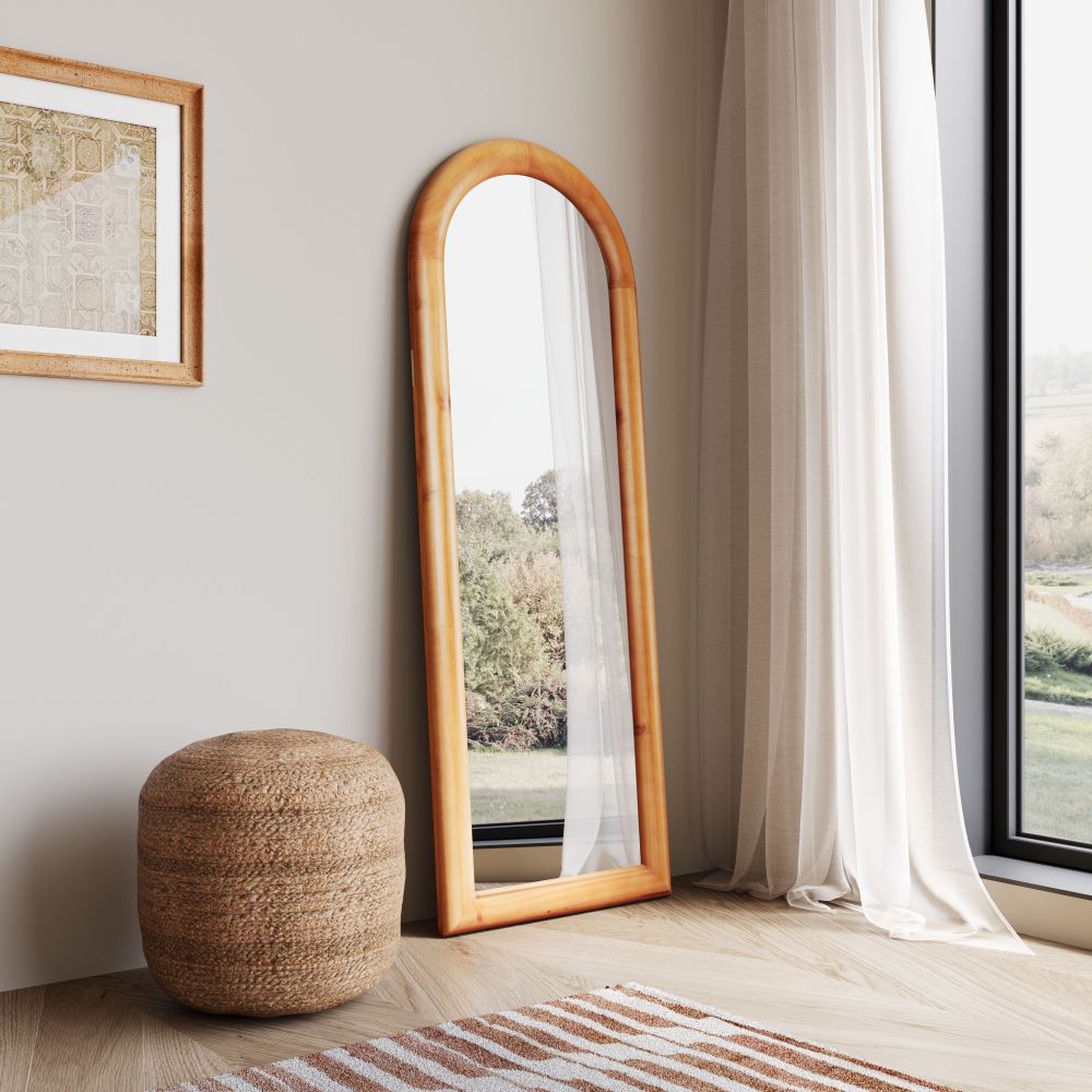 Tur Mirror in Nature room setting - tall wood mirror by Zuo - Whats New Furniture Portland OR
