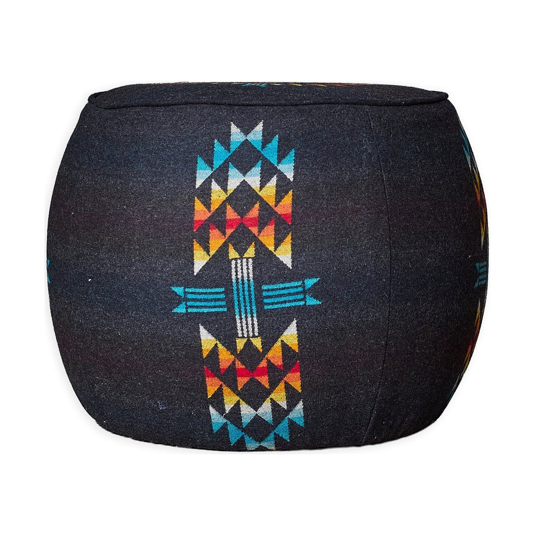 Barrel Ottoman with New Pendelton Upholstery - Whats New Furniture - Portland, Oregon