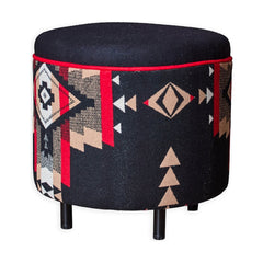 Round Ottoman with New Pendleton Upholstery - What&