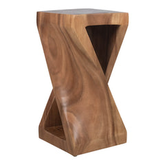 Twisted Wood Accent Table 24", Natural angled view - side table by Sagebrook Home - Whats New Furniture Portland OR