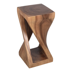 Twisted Wood Accent Table 24", Natural front view - side table by Sagebrook Home - Whats New Furniture Portland OR