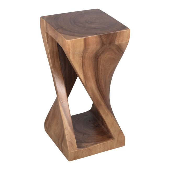 Twisted Wood Accent Table 24", Natural front view - side table by Sagebrook Home - Whats New Furniture Portland OR