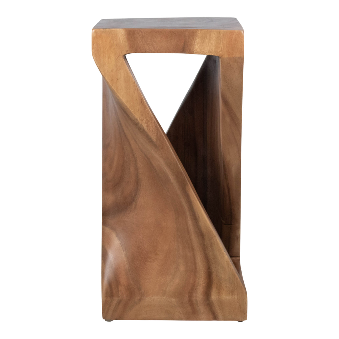 Twisted Wood Accent Table 24", Natural side view - side table by Sagebrook Home - Whats New Furniture Portland OR