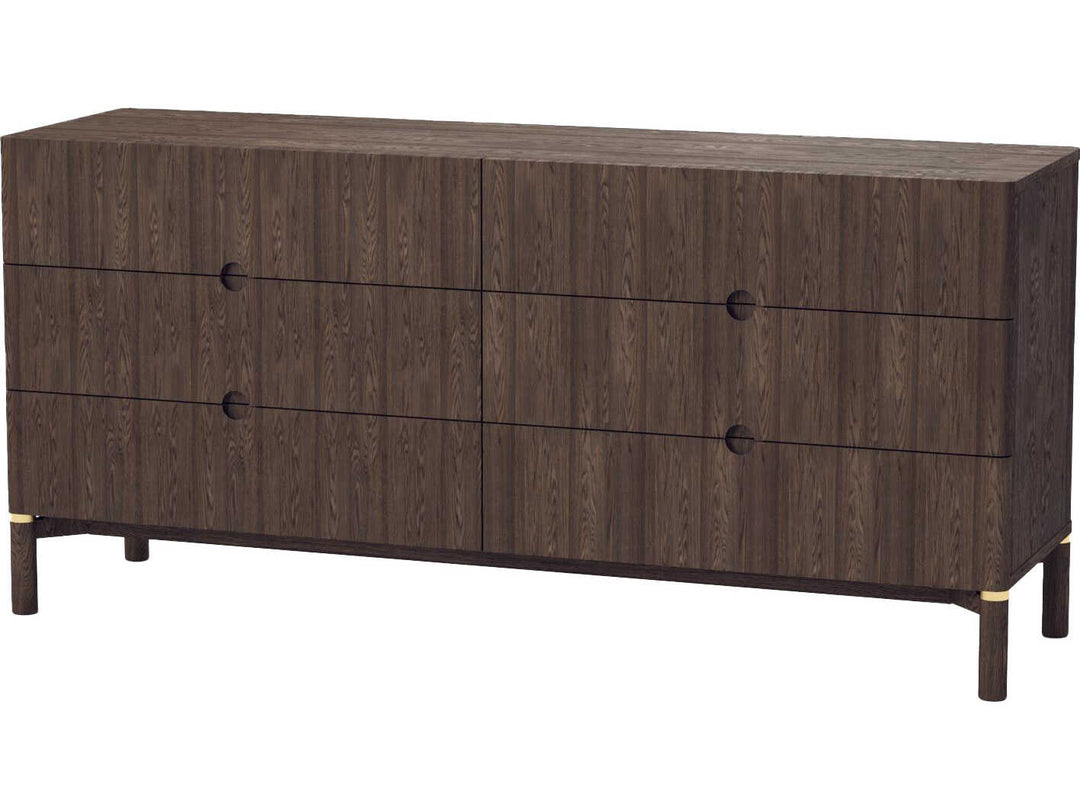 Arun double dresser in espresso oak front view - 6-drawer Scandinavian bedroom dresser by Unique Furniture - Whats New Furniture Portland OR