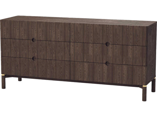 Arun double dresser in espresso oak front view - 6-drawer Scandinavian bedroom dresser by Unique Furniture - Whats New Furniture Portland OR