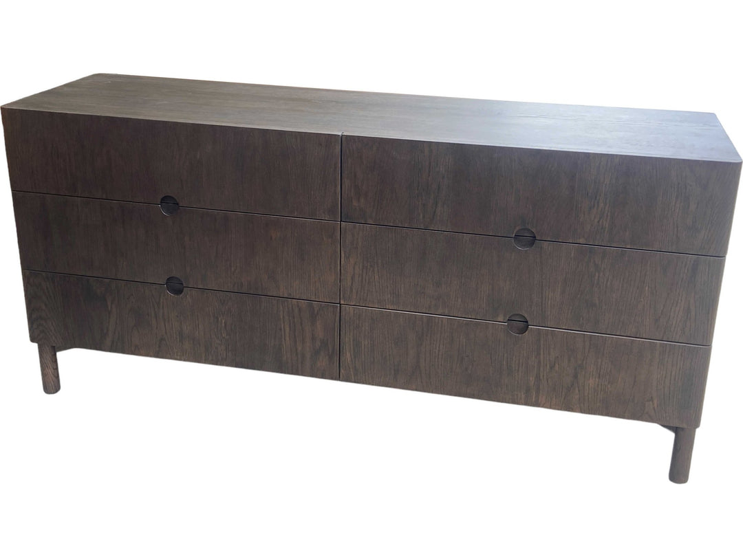 Arun double dresser espresso oak side three-quarter angle - 70 inch wide modern dresser - Whats New Furniture Portland
