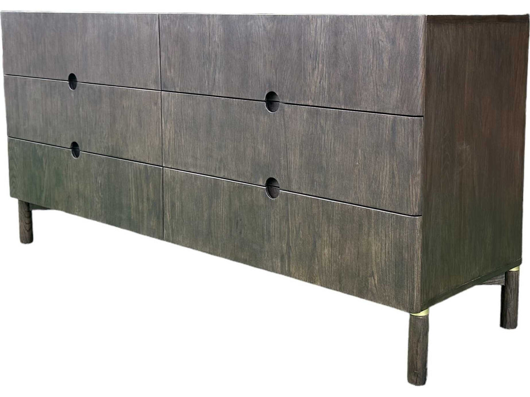 Arun double dresser espresso oak perspective view - 6-drawer bedroom storage - Whats New Furniture Portland