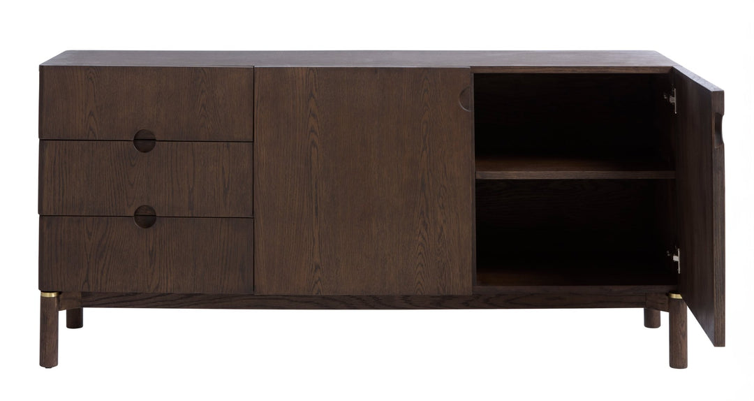 Arun sideboard espresso oak grain closeup - hand-oiled finish texture - Whats New Furniture Portland