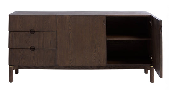 Arun sideboard espresso oak grain closeup - hand-oiled finish texture - Whats New Furniture Portland