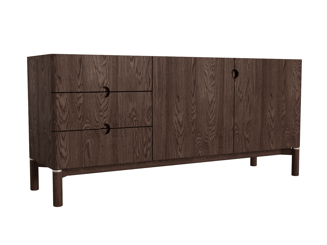 Arun sideboard in espresso oak front view - 63 inch Scandinavian buffet by Unique Furniture - Whats New Furniture Portland OR
