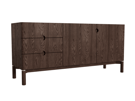 Arun sideboard in espresso oak front view - 63 inch Scandinavian buffet by Unique Furniture - Whats New Furniture Portland OR