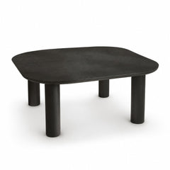 Monsun 31.5 inch square coffee table in black oak with four cylindrical legs, studio view
