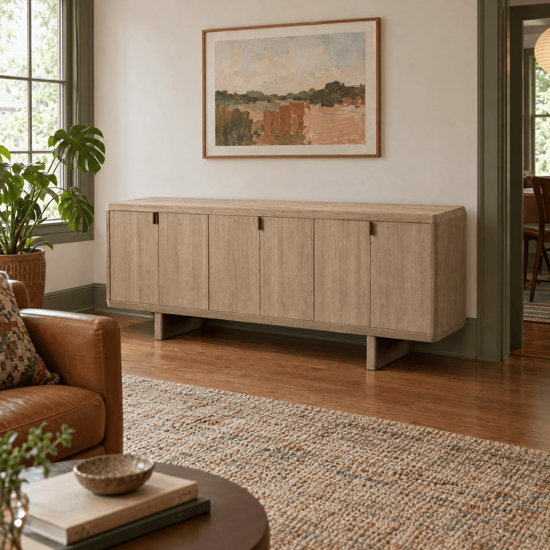 Natu Sideboard in Natural Oak styled in a Portland living room - oak sideboard by Unique Furniture - Whats New Furniture
