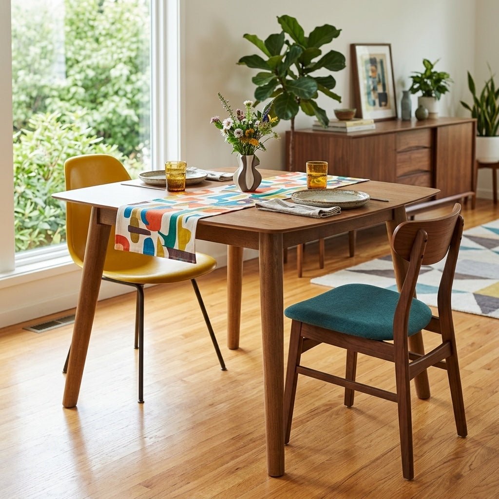 Sedona Square Dining Table styled in a bright Portland mid-century modern interior - Whats New Furniture