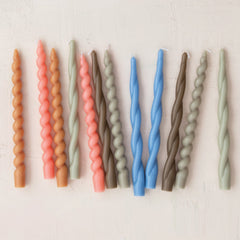 Unscented Twisted Taper Candles Pink Set of 2 - twisted taper candles shown in the range of colors - Creative Co-Op - What&