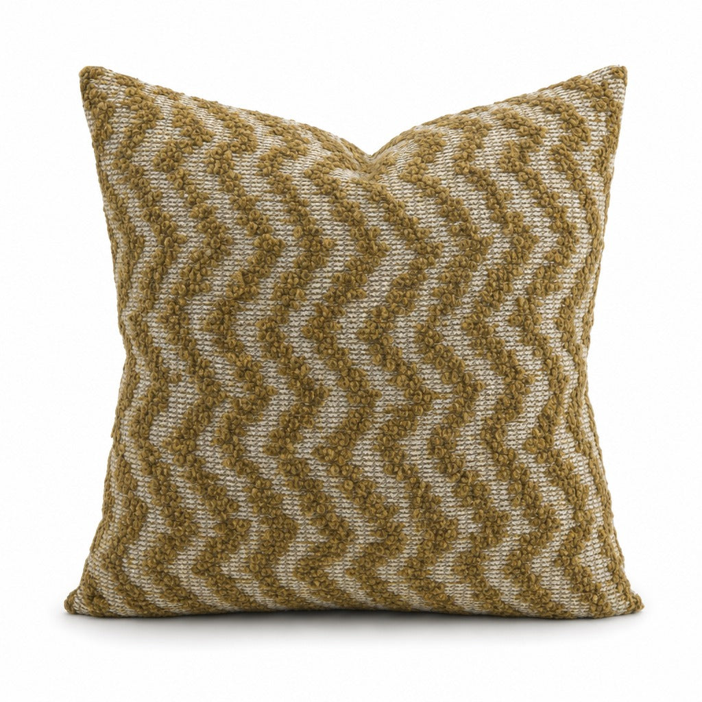 Upland Meadow olive boucle throw pillow front view by Decor Fifty-Five - Whats New Furniture Portland OR